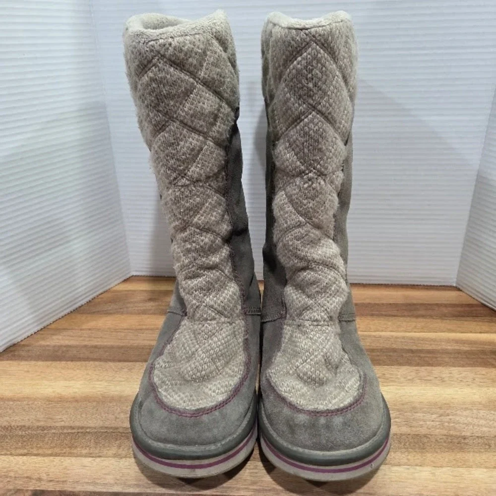 Sorel Newbie Tall Boots Womens 11 Quarry Grey Suede Quilted Fleece Winter NL2075